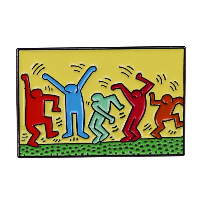 Брошь с эмалью и изображением танцев Кита Харина 1987 |