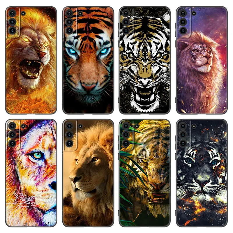 Lion Alpha Male Tiger King Phone Case For Samsung Galaxy S21 S20 FE S22 Ultra S10 Lite S9 S8 Plus S10E S7 Edge Soft Black Cover