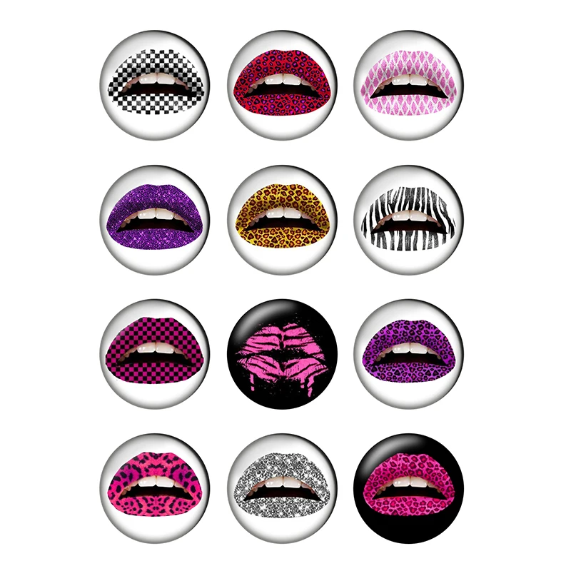 

24pcs/lot Sexy Lips Glass Cabochons 10mm 12mm 14mm 16mm 18mm 20mm 25mm Flat Back DIY Jewelry Making Findings & Components T183