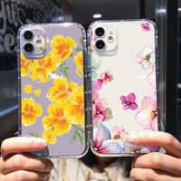 flower leaves transparent case for iphone 6 x xr xs 7 7p 6 6s 8 plus 11 12 13 max pro mini se 2020 fe6j pixel bumper taser slot