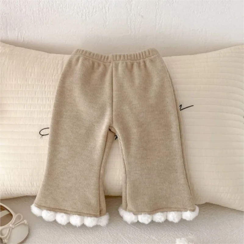 Расклешенные брюки из хлопка и флиса для новорожденных девочек свободные