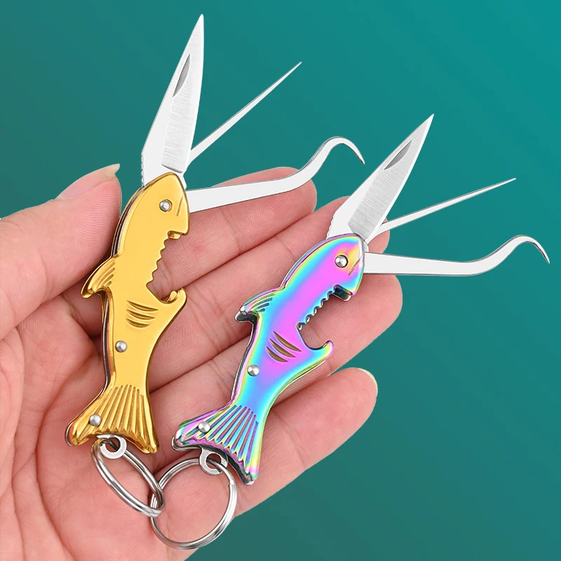 

Multifunctional Stainless Steel Toothpick Folding Knife Gift Bottle Opener Self-defense Tool Anti-plug Tooth Crochet Fruit Knife