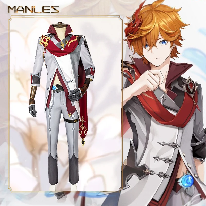 

Manles Game Genshin Impact Tartaglia Cosplay Costume Uniform Cosplay Tartaglia Full Costum Wig Shoes