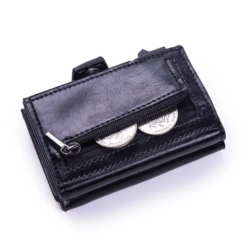 Фото Новые мужские кошельки для карт RFID, маленькие кошельки для карт, новый мини-мужской кошелек, высококачественный зажим для карт, чехол-держатель, короткие мужские кошельки №4