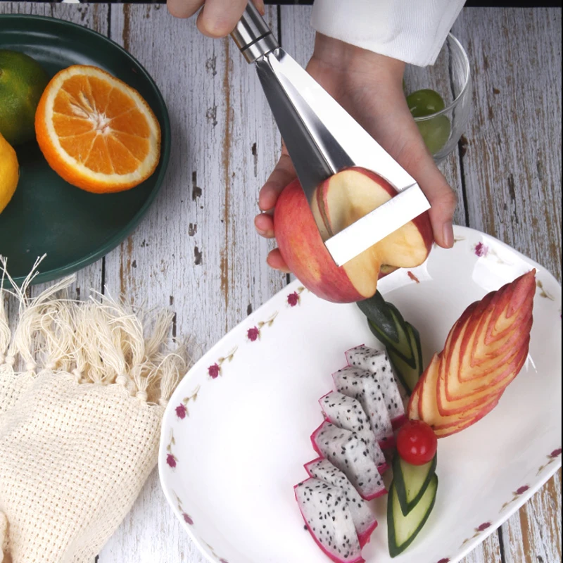 

Thanstar Stainless Steel Fruit Carving Knife Triangle Apple Engraving Cutter Vegetable Platter Slicer Tools Kitchen Accessories