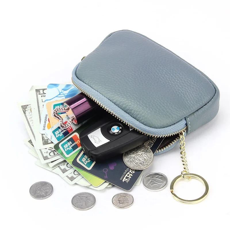 Women Mini Wallet Coin Purse Leather Kids Purses Coin Credit Card Keys Wallet Small Zipper Keychain Clutch Lipstick Change Pouch