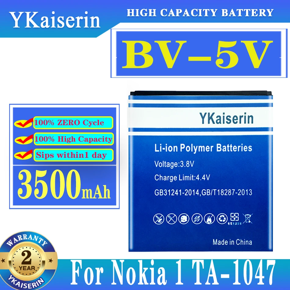 

YKaiserin BV-5V 3500mAh Battery For Nokia 1 Nokia1 TA-1047 BV 5V Bv5v High Quality Batteria + Tracking Number