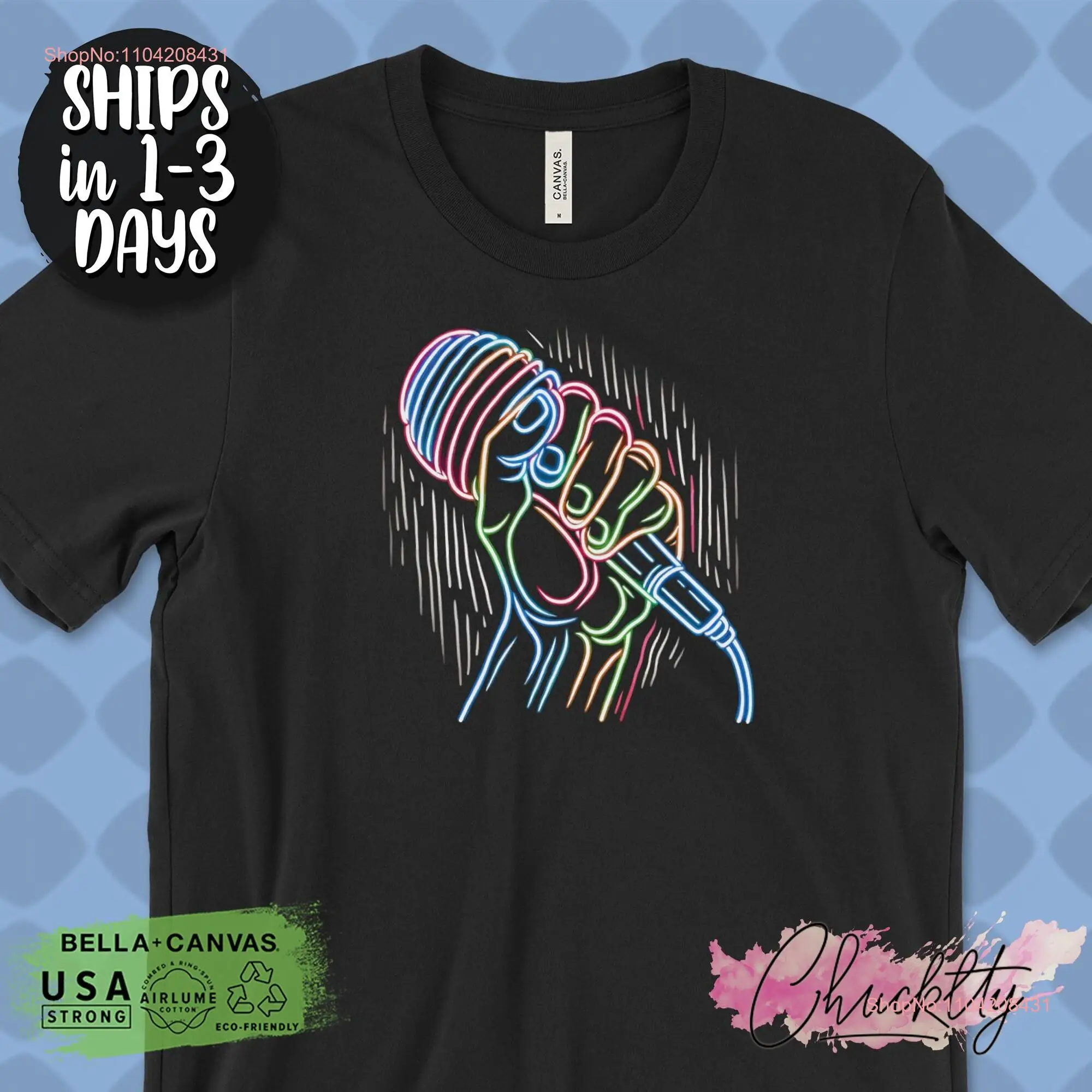 Ретро-микрофон ручной рисунок футболка винтажная для любителей музыки красочный