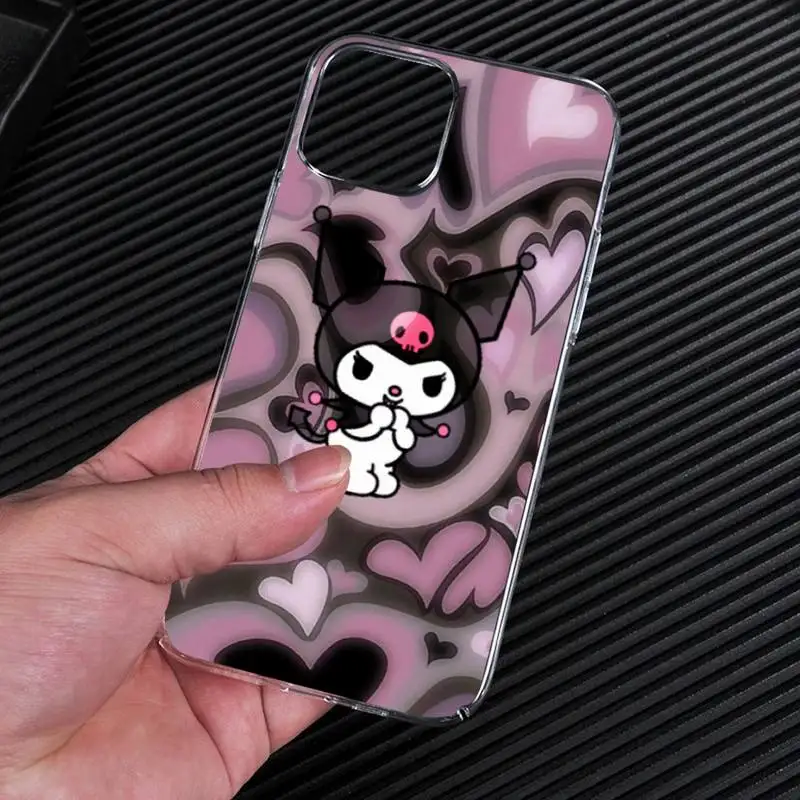 Милый мультяшный прозрачный чехол Kuromi для телефона iphone 14 13 12 11 Pro Max Mini XS 8 7 Plus X SE 2020