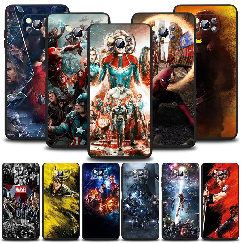 

Marvel The Avengers cool For Xiaomi POCO F1 F2 F3 X2 X3 GT M2 M3 M4 Pro NFC C3 Civi Mi Play Black Soft Silicone Phone Case Capa