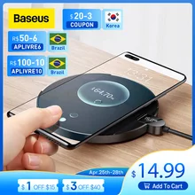 Baseus 15W Wireless Charger For iPhone 12 Samsung XiaoMi LED Display Desktop Wireless Charging Pad For Airpods Portable Charger