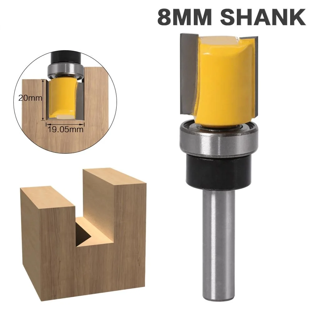 

1PC 8mm Shank Template Trim Hinge Mortising Router Bit Straight end mill trimmer cleaning flush trim Tenon Cutter forWoodworking