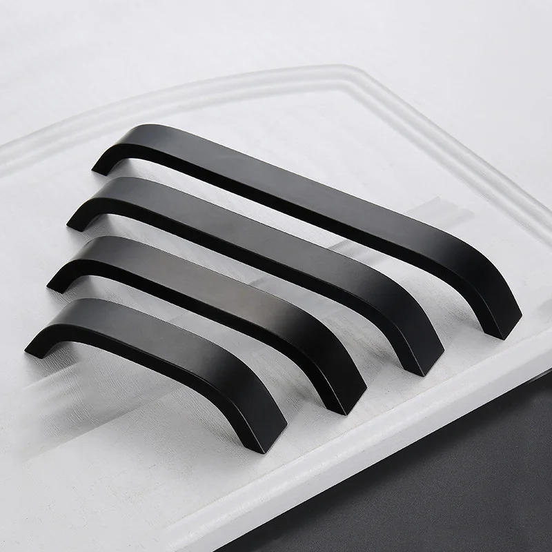 

Kitchen Door Pull Handle Black Silver Solid Aluminum Metal 96/128/160mm Hole For Cabinet Drawer Dresser Wardrobe Cupboard