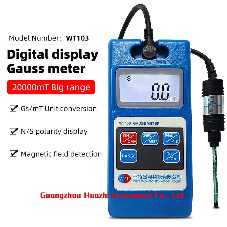 Гауссовый измеритель WT103 для обнаружения магнитных размеров магнитов 5 уровней