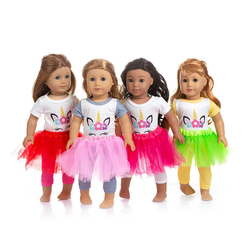 

Кукольная одежда 3 шт./компл. футболка + брюки + юбка из пряжи детская одежда для 18-дюймовых американских и 43 см кукол новорожденных, игрушка д...