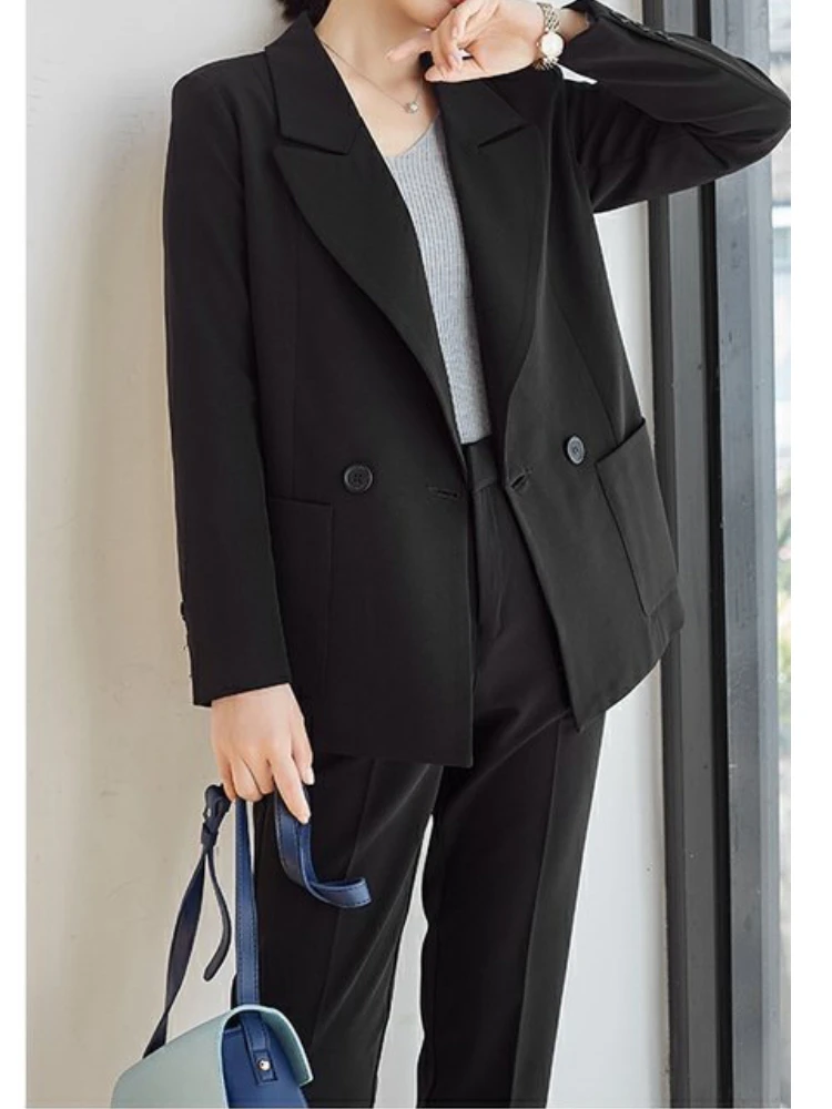 

Новинка 2022, женские брюки, костюм, куртки с длинным рукавом, повседневные узкие брюки, Женский блейзер, комплект, Офисная Дамская тонкая винтажная одежда