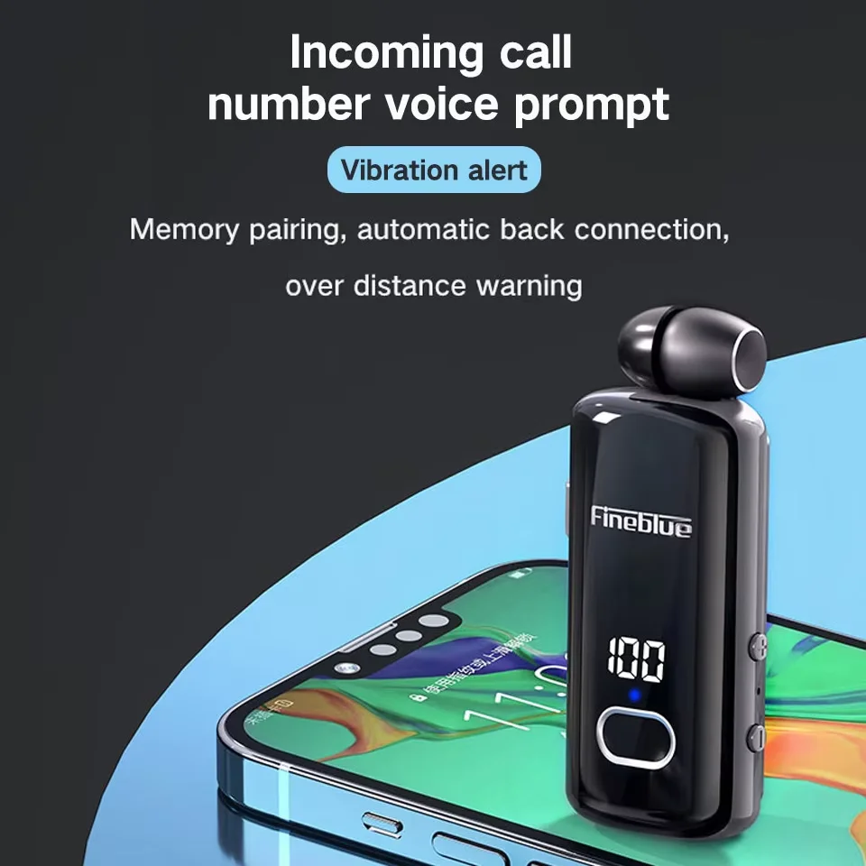 Фото Fineblue F580 Bluetooth V5.3 Беспроводные наушники Выдвижная портативная гарнитура Напоминание о вызове Вибрация Спортивные наушники для бега K55 F520 №2