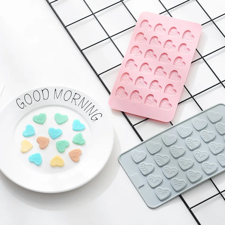 24 Сетка в форме сердца мини Fondant Mold Шоколадный торт силиконовая форма для