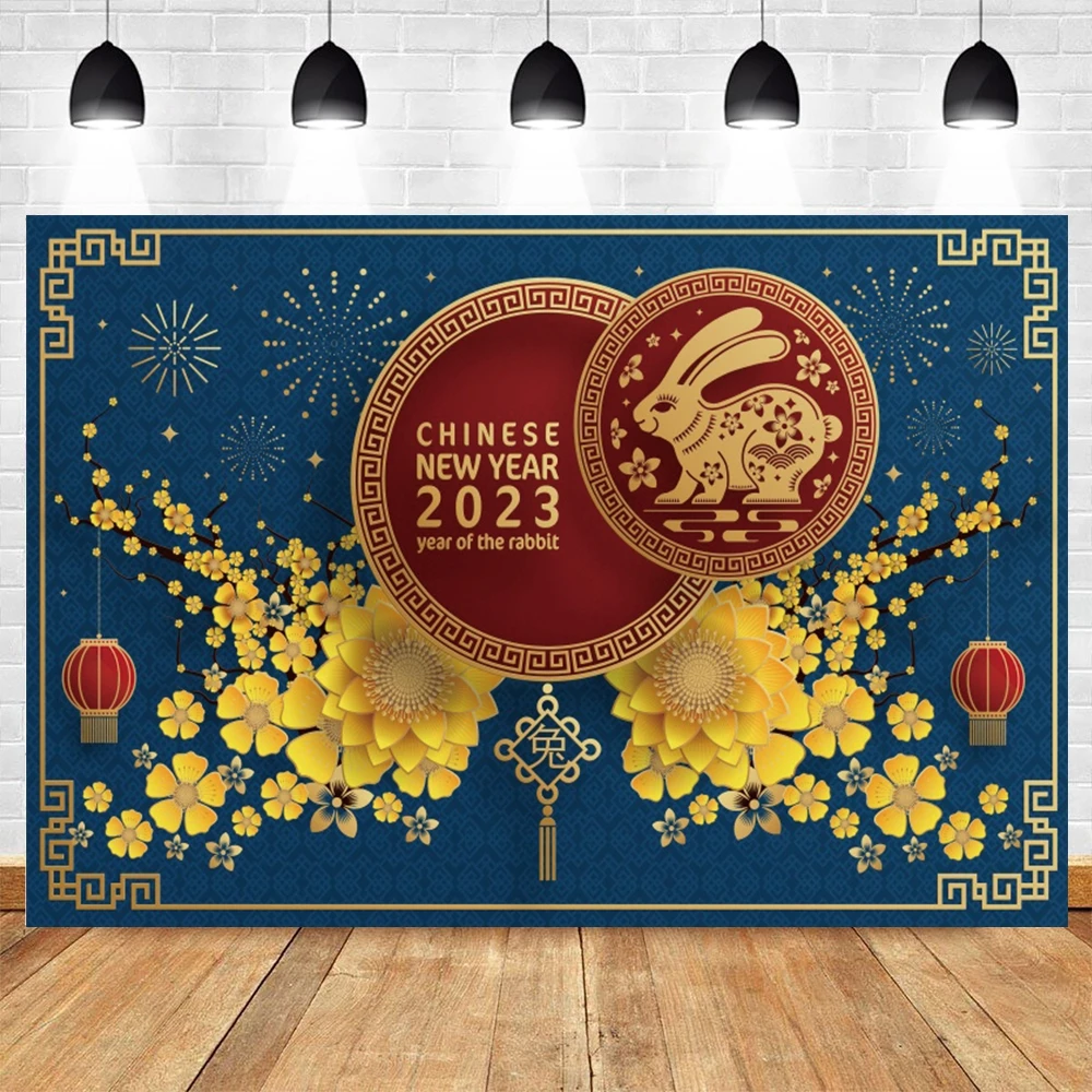 Китайский кролик новый год 2023 Китай красный фон фонарик цветочный традиционный