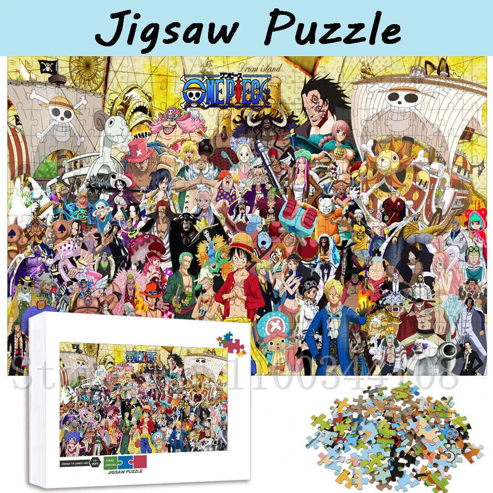 

300/500/1000 PCS One Piece Wooden Puzzles for Adult Teens Japan Anime Character Jigsaw Puzzles Decompressing Toys & Hobbies