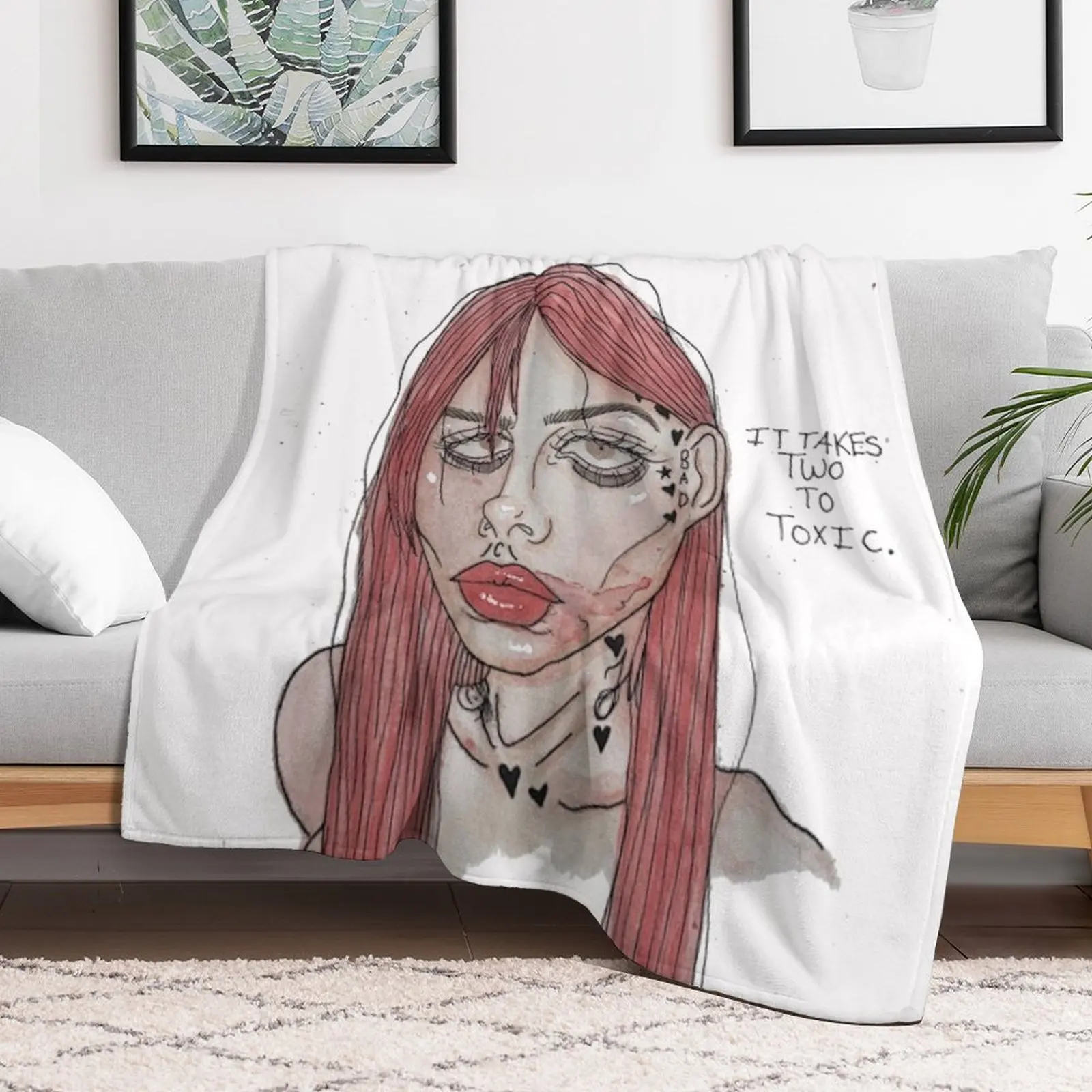 Огромное декоративное одеяло для дивана Crazy Girls - Toopoor