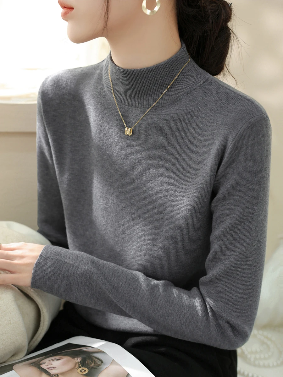 Французский серый воротник с полувысоким воротником Внутренняя одежда Флисовая