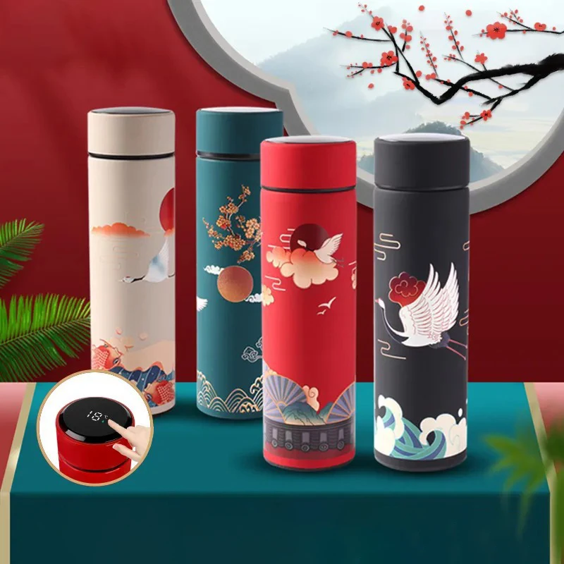 

500ML Chinese Style Thermo Bottle Cup Smart Temperature Display Potable Heat Hold Vacuum Flask For Thermos Mug Cups