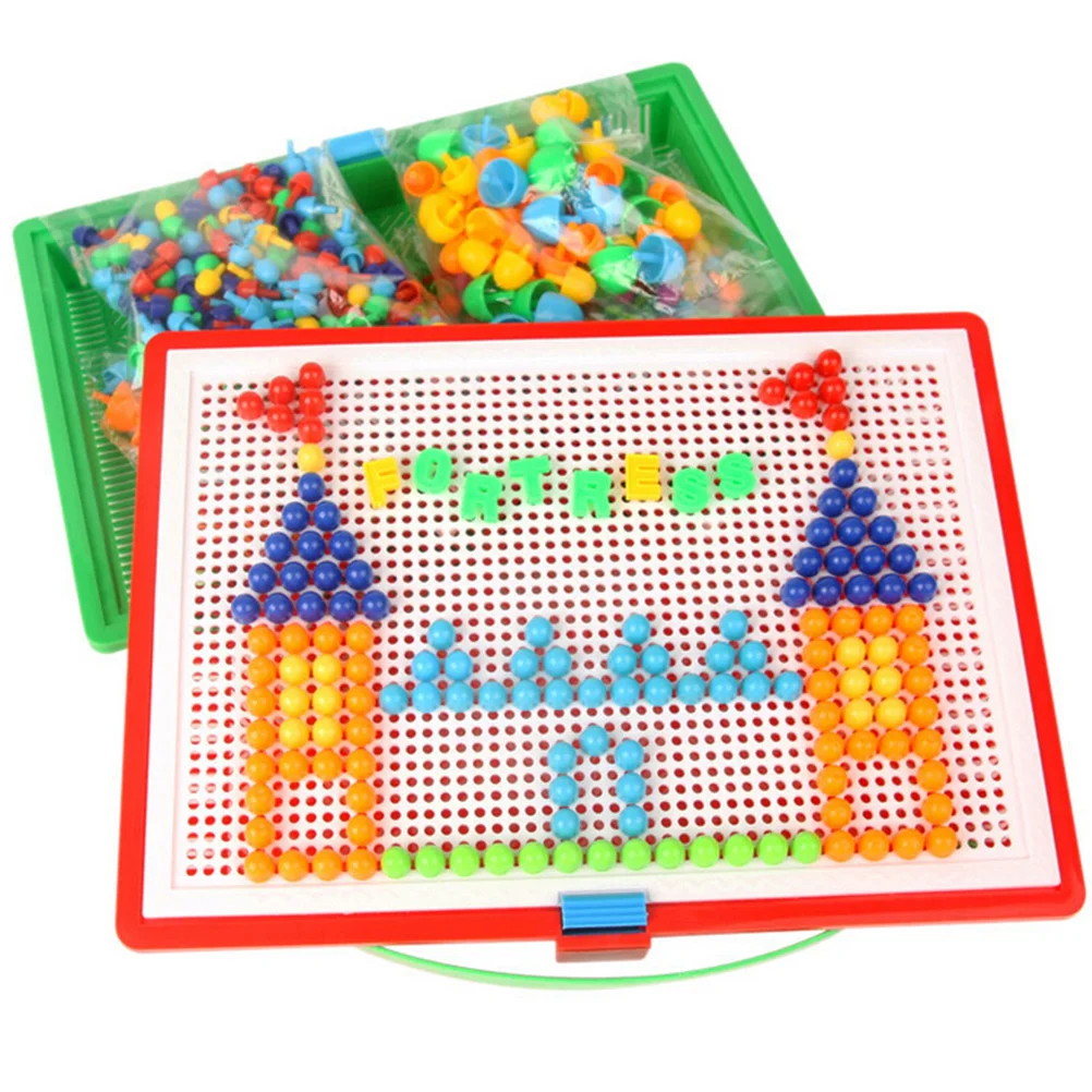 

296 Pcs Alphabet Toys Letters Mosaic Pegboard Mushroom Nail Puzzle Educational Child