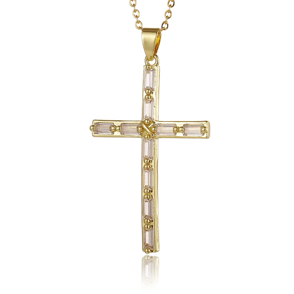 Женская цепочка с кулоном в виде Креста из микроинкрустированного циркония