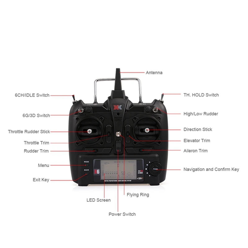 Фото Пульт дистанционного управления X6 для Wltoys XK A500 A220 A250 A210 A160 №2