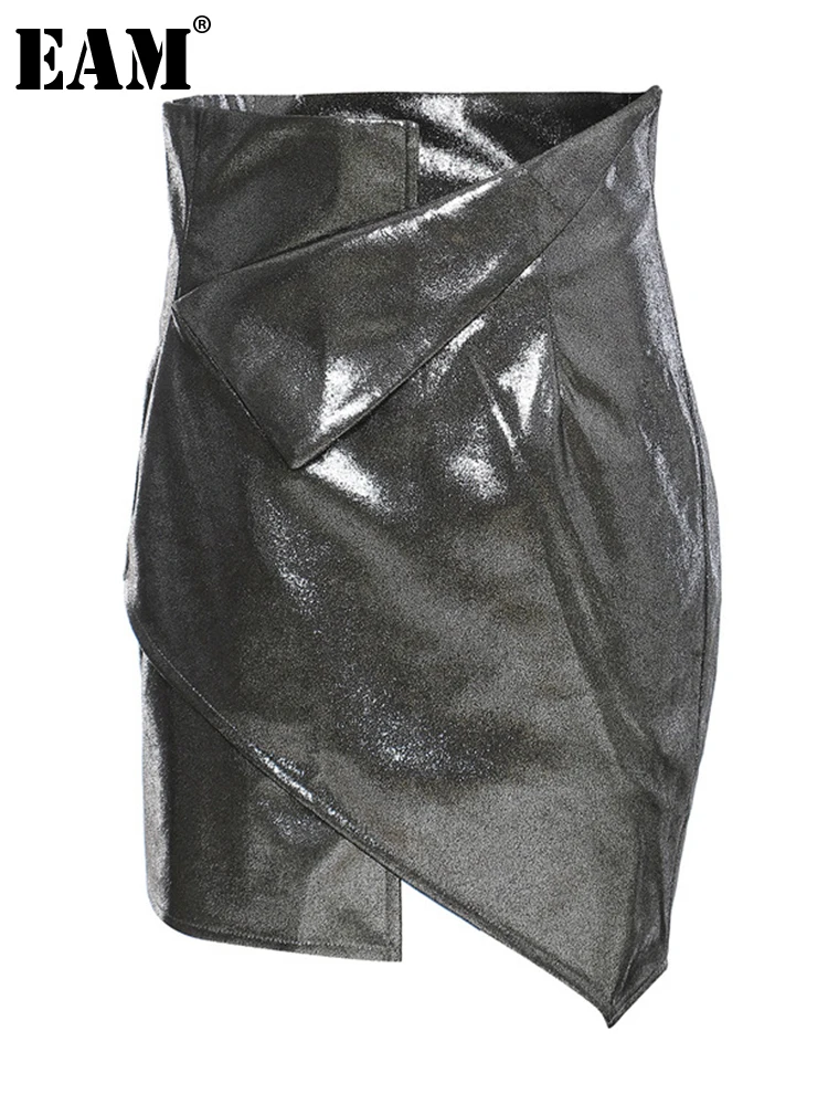 

[EAM] High Waist Irregular Design Shining Temperament Mini Half-body Skirt Women Fashion Tide New Spring Summer 2023 1DB623