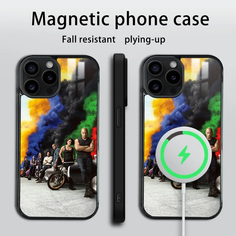 Fast and Furious FF Phone Case For iPhone 16 15 14 13 12 11 Pro Max Plus Mini Magsafe Mirror Wireless Magnetic Cover