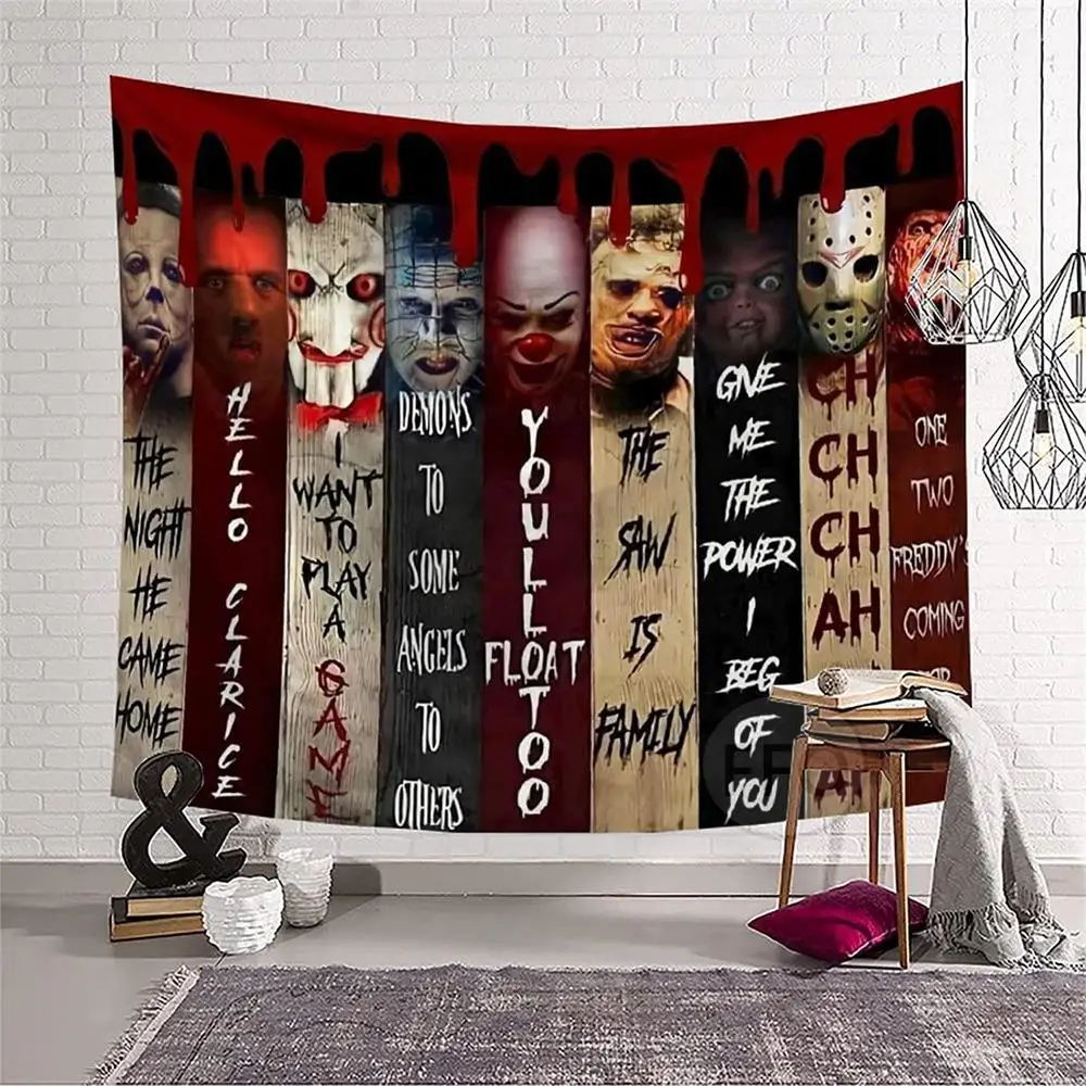 

Гобеленовая роспись на Хэллоуин, Настенный декор, Ужасный фильм, Постер пеннивайз, гобеленовое одеяло для комнаты, эстетические аксессуары ...