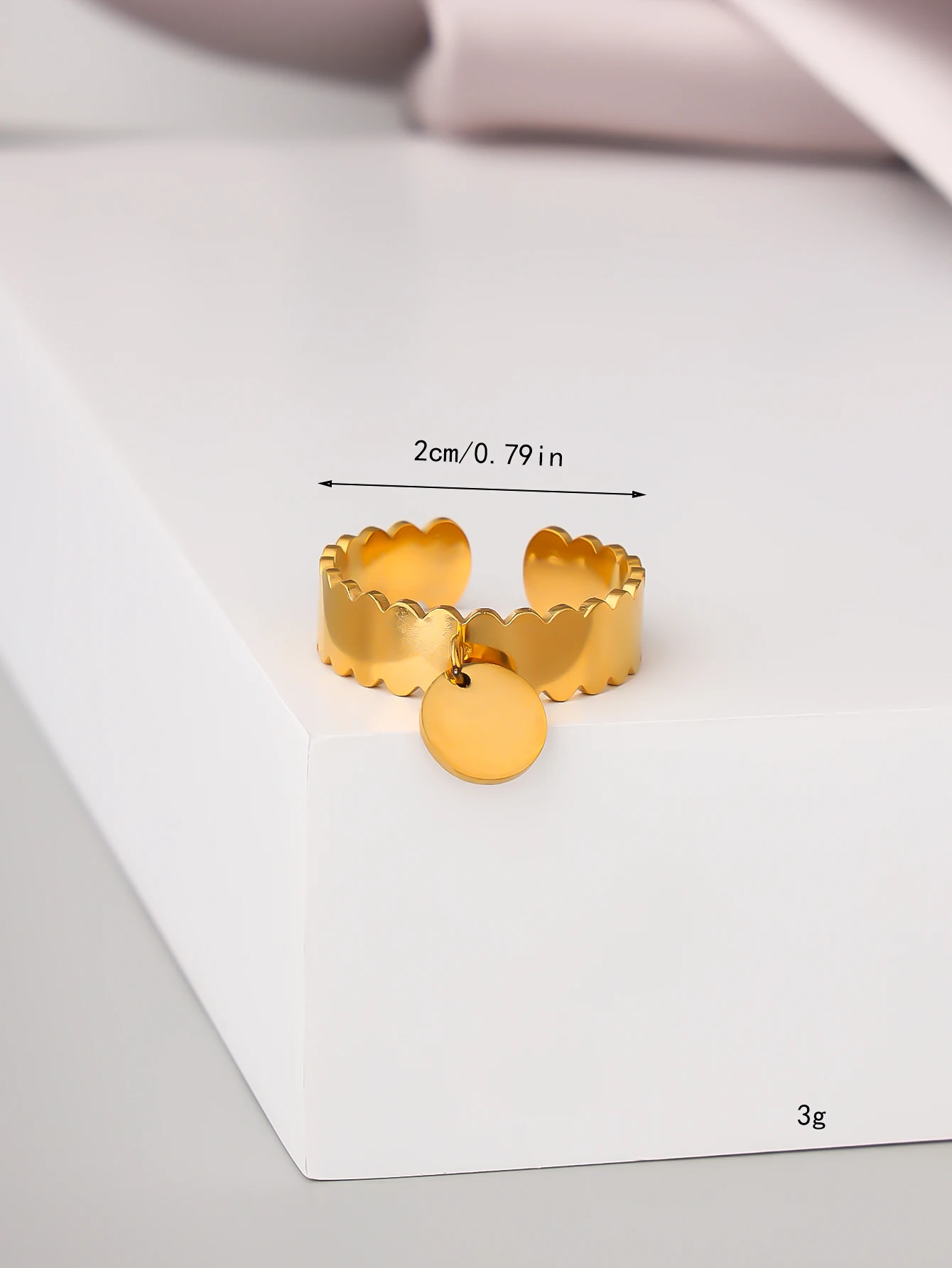 Minimalist Style Pendant Small Circle Titanium Steel Ring for Men and Women, Versatile 18K Gold Plated Pair Ring for Couples