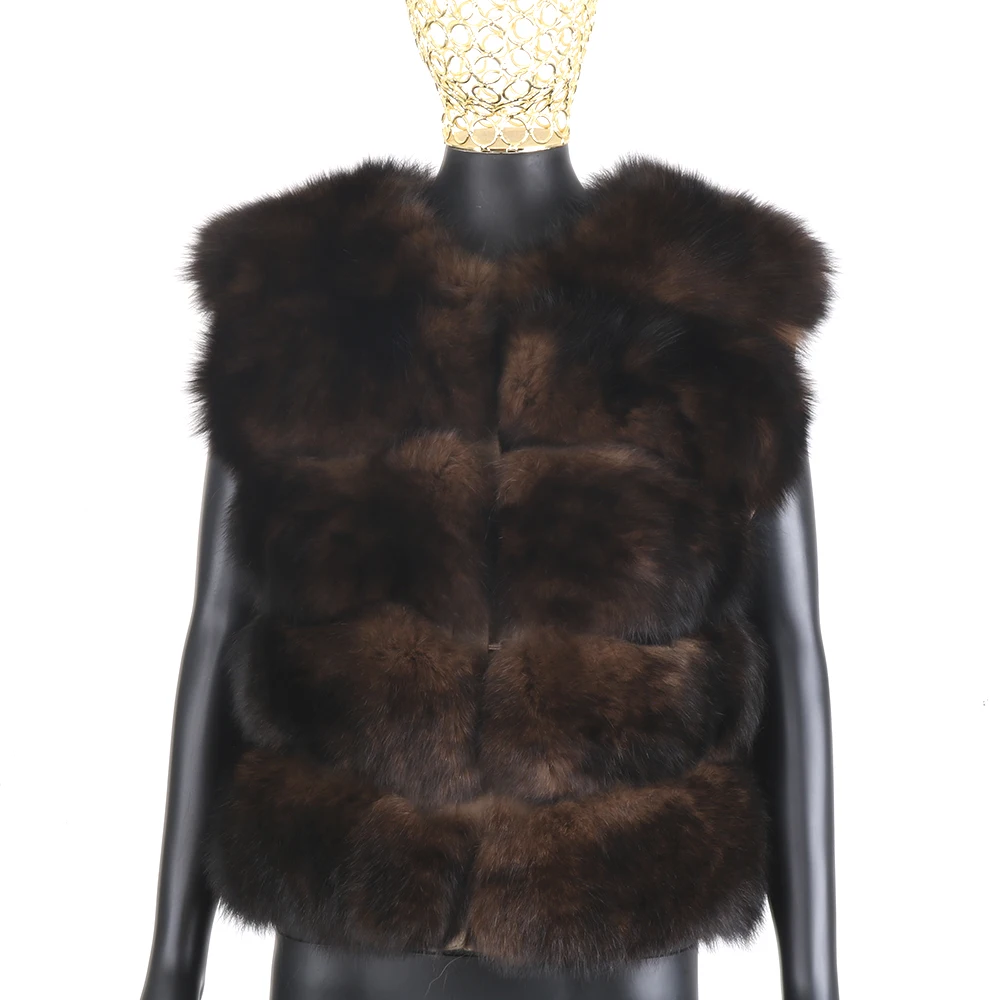 2022 New100% Natural Fur Jacket Female Winter Warm Leather Fox Fur Coat High Quality Fur Vest Style Real Fur Coat  Free shipping