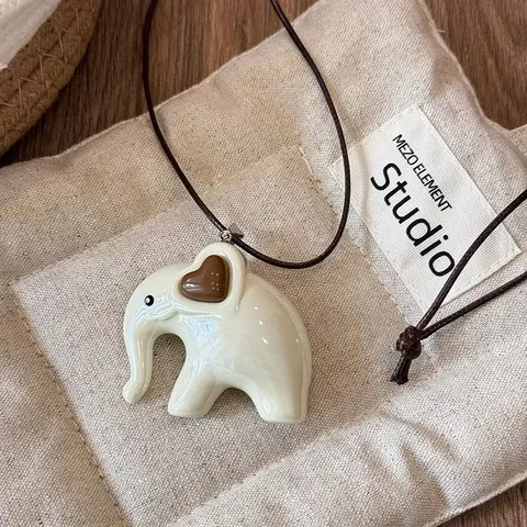 Милое милое ожерелье с подвеской в виде динозавра в виде слона, модная длинная веревочная цепочка для женщин и мужчин, винтажный ювелирный аксессуар Y2K