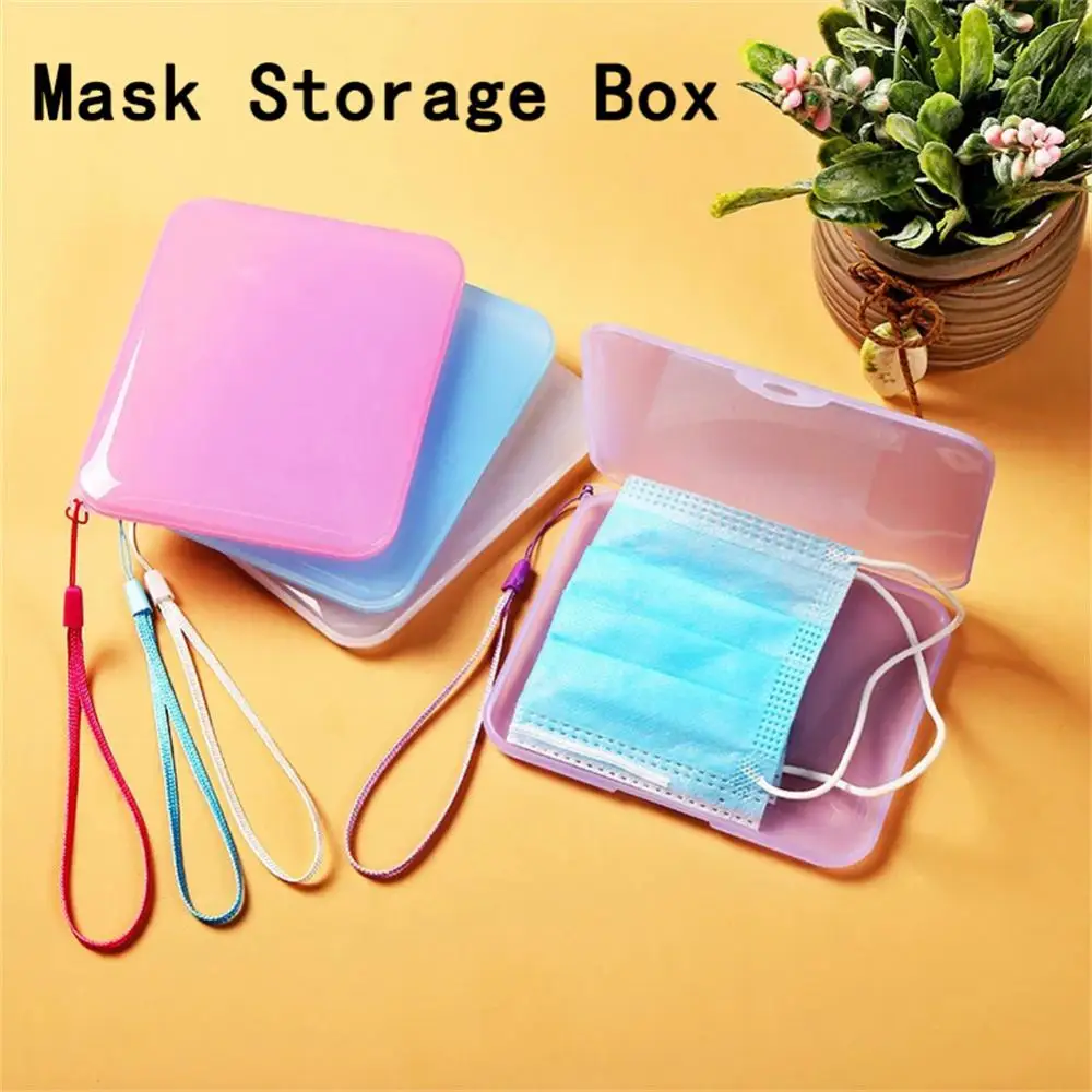 

Square Mask Case Outdoor Portable Translucence Mask Storage Box Save Masks Boxes Student Mask Holder Mask Container Organizer