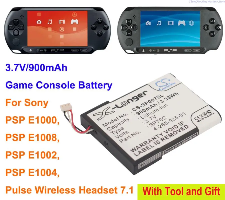 Аккумулятор Cameron Sino 900 мАч для игровой консоли, SP70C для Sony PSP E1000, PSP E1002, PSP E1004, PSP E1008, беспроводная импульсная гарнитура 7,1