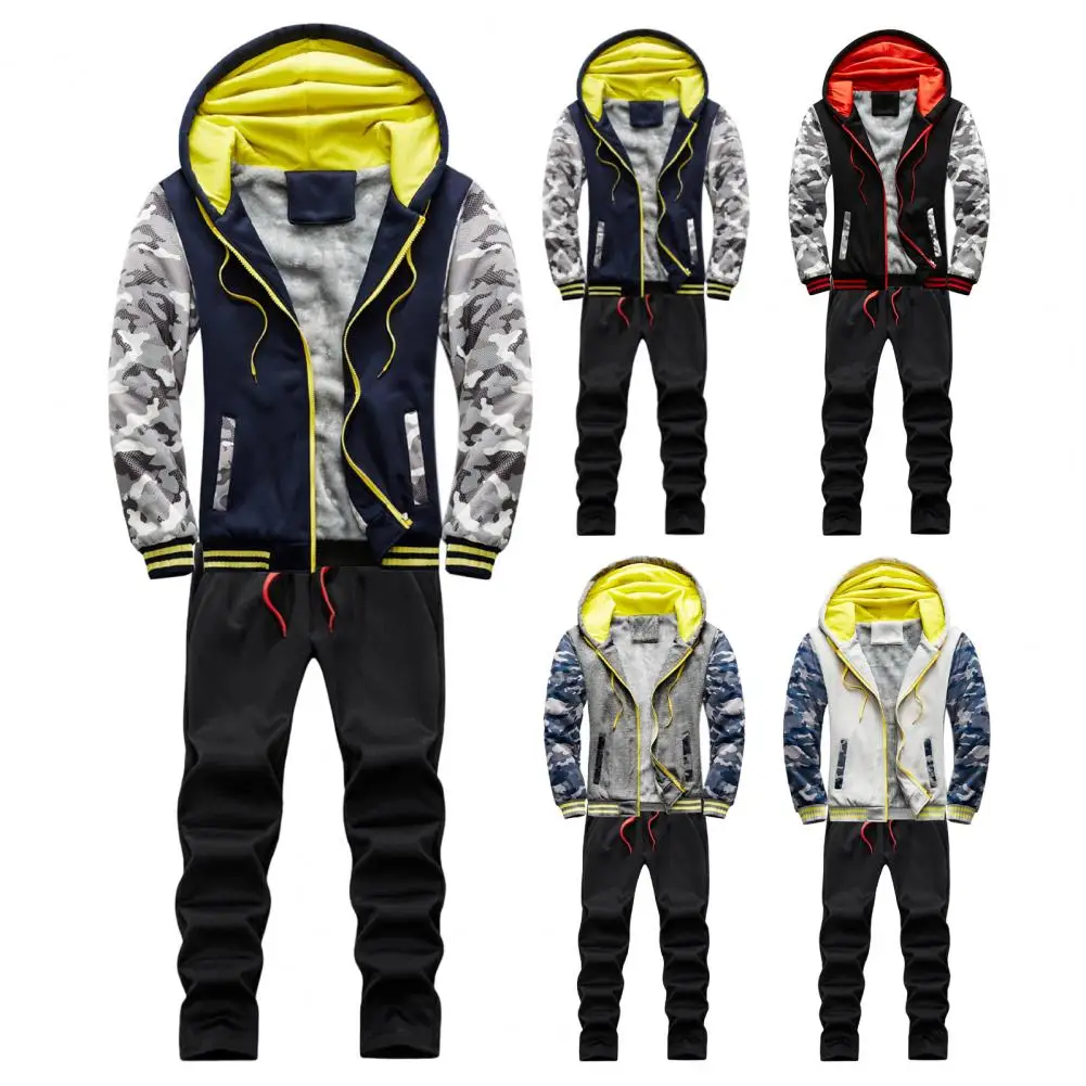 

Trendy Cardigan Hoodie Pants Loose Male Elastic Waist Drawstring Tracksuit Suit Activewear Men Sportswear Set Streetwear