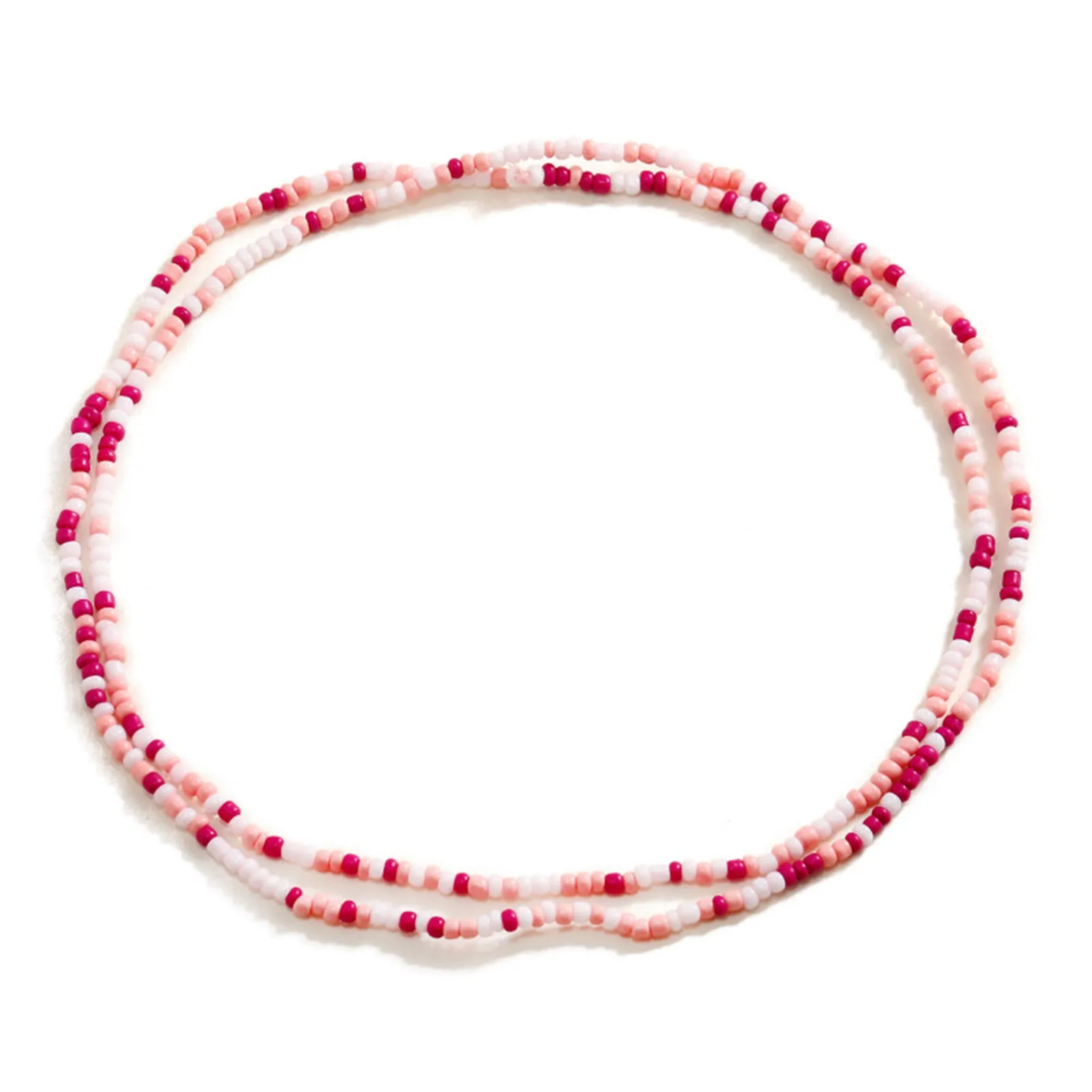 Женская цепочка на талию с бусинами летняя разноцветная эластичная в