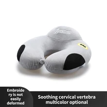 Almohada Cervical de algodón con memoria en forma de U, más cómoda, se puede quitar y lavar, no se deforma, almohada de avión de viaje para siesta propensa (2)