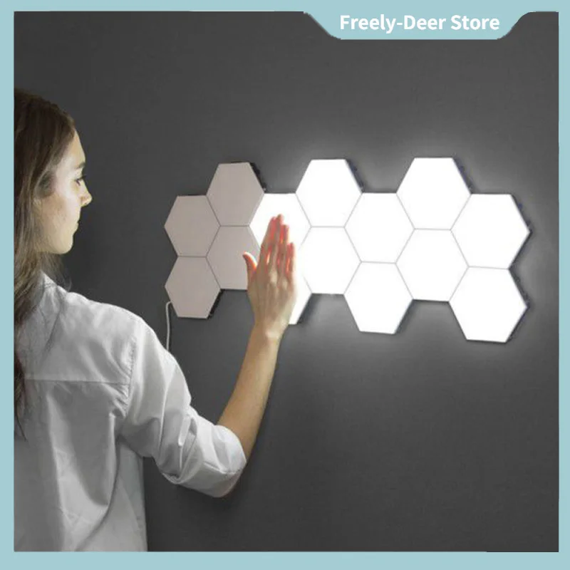 Smart light LED Sensitive Wall Lights for Home Night Light Hexagonal Quantum Honeycomb Wall Lamp DIY Room Decoration Lights Gift