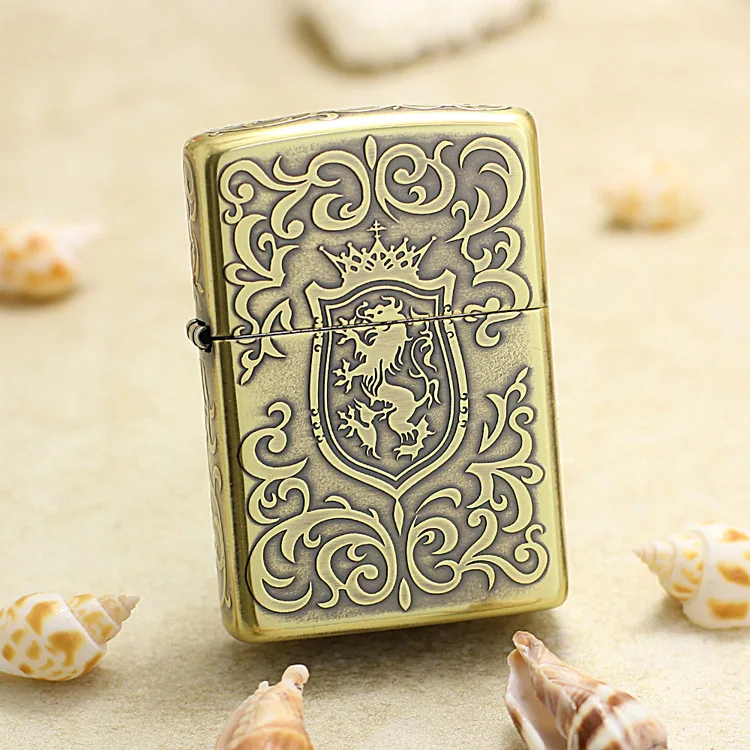 

Genuine Zippo oil lighter copper windproof Golden Unicorn cigarette Kerosene lighters Gift with anti-counterfeiting code