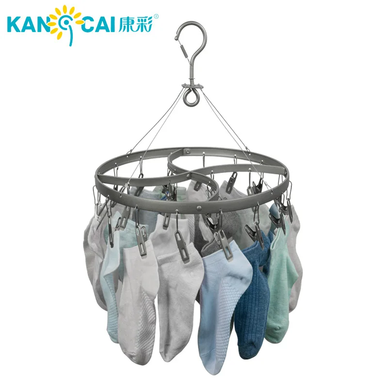 

24 Clips Folding Clothes Dryer Hanger Children Adults Clothes Dryer Plastics Windproof Socks Underwear Drying Rack Organizer