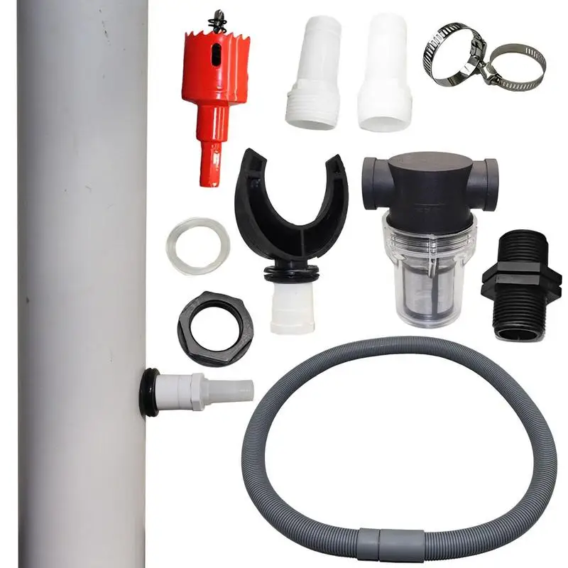 

Rain Barrel Connector Kit Roof Rainwater Collector Rain Barrel Diverter With Filter Water Collection Rubber Hose Connection