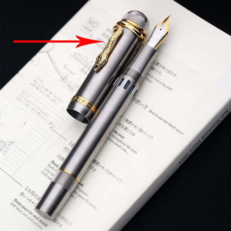 

Majohn P137 Змеиный год, ограниченная серия, поршень из титанового сплава, зажим для перьевой ручки No 6, зажим для перо, зажим для змеи, бизнес-студенческий письменный подарок