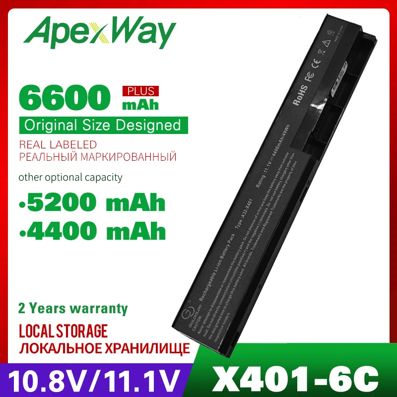 

Apexway New 6Cell Laptop Battery for Asus X401A X501A X301 X301A X401 F301 F401A F501A S401U S301A S401A S501 A32-X40