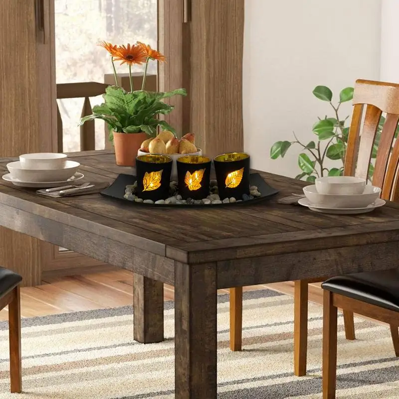 Набор подсвечников с камнями и деревянным подносом подсвечники для украшения