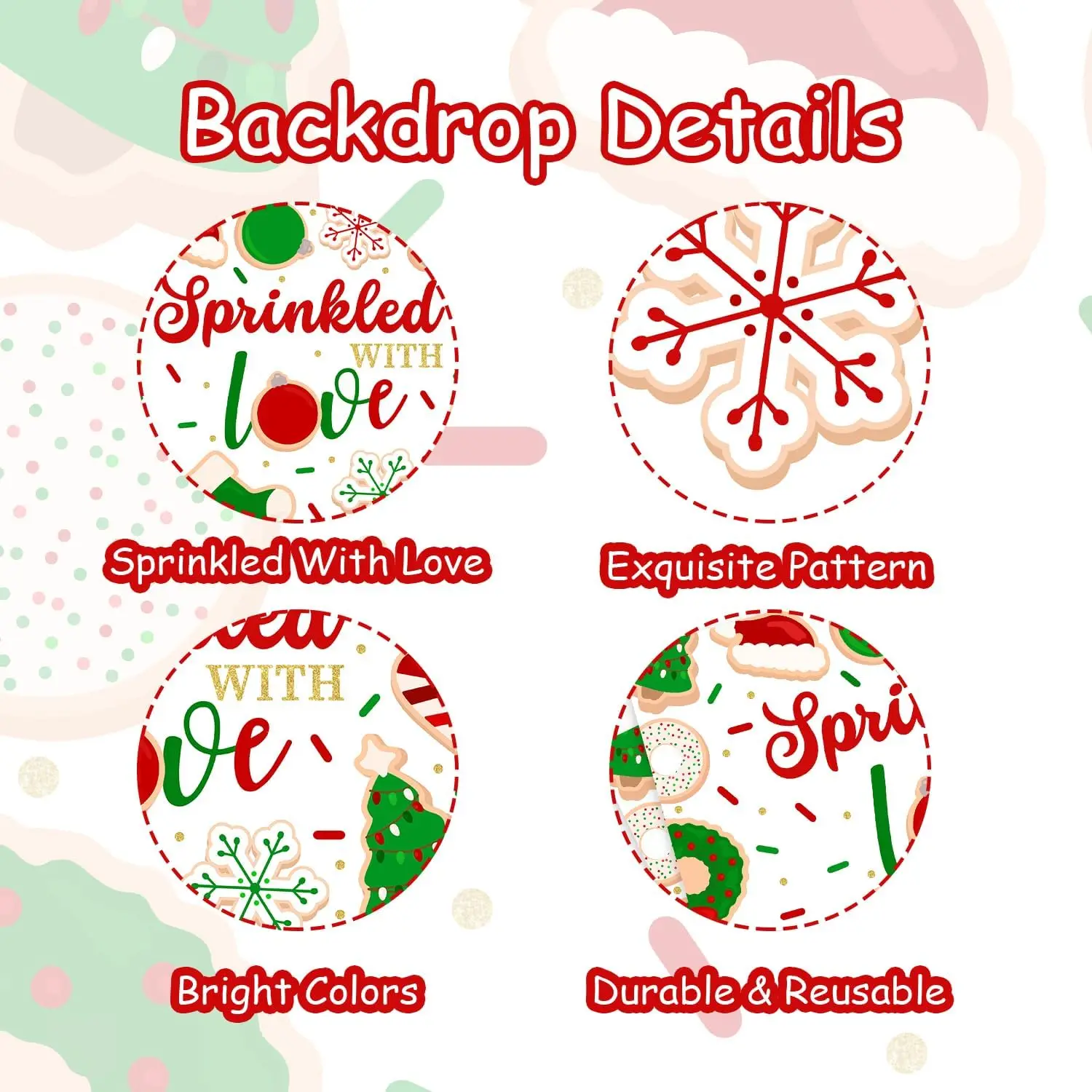 CHEEREVEAL 5x3 фута Рождественский пончик зеленые деревья шляпа снежинки фон декор