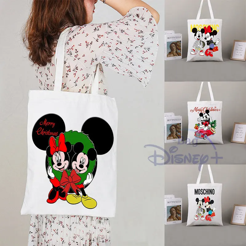 

Disney Mickey Shoulder Bag Canvas Totes for Women Shopper 2022 New Luxury Handbags Shopping Printed Bag Fabric Reusable Handbag